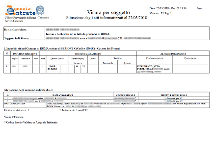 Visura per soggetto in formato PDF