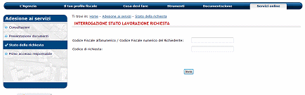 Stato della richiesta - Interrogazione