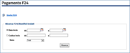 Invio Modello 24/Bonifico o Ricerca F24/Bonifici inviati 
