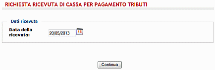 Schermo di selezione della Richiesta Ricevuta di Cassa