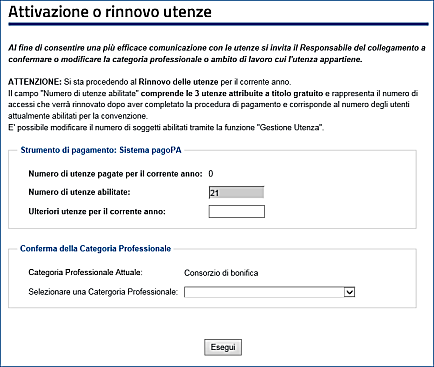 Pagamento per rinnovo password di accesso