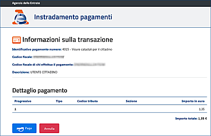 Inserimento codice fiscale ed indirizzo per pagamento con PagoPA