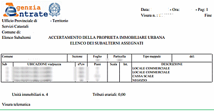 Elenco dei subalterni correlati all'Elaborato planimetrico (esempio in formato .pdf). 